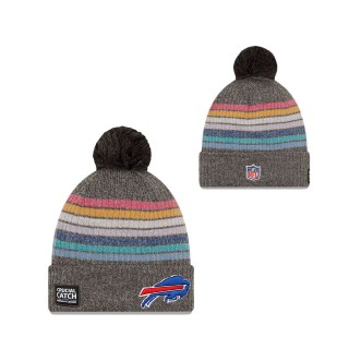 Women Bills Charcoal 2021 NFL Crucial Catch Pom Knit Hat