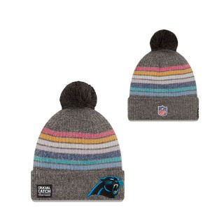 Women Carolina Panthers Charcoal 2021 NFL Crucial Catch Pom Knit Hat