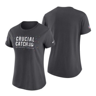 Women Bengals Anthracite 2021 NFL Crucial Catch Performance T-Shirt