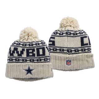 Women's Dallas Cowboys Natural 2021 NFL Sideline Pom Cuffed Knit Hat