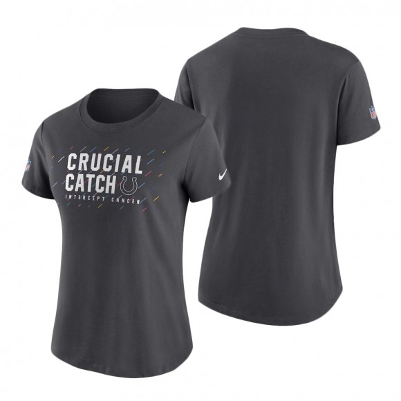 Women Colts Anthracite 2021 NFL Crucial Catch Performance T-Shirt