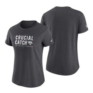 Women Jaguars Anthracite 2021 NFL Crucial Catch Performance T-Shirt