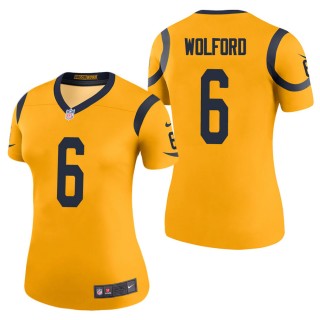 Women's Los Angeles Rams John Wolford Gold Color Rush Legend Jersey