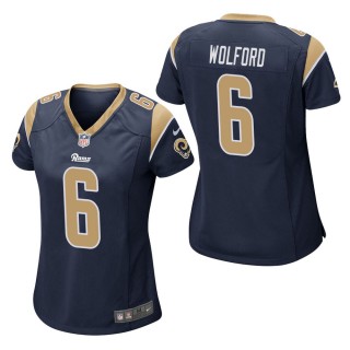 Women's Los Angeles Rams John Wolford Navy Game Jersey