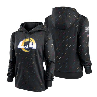 Women Rams Anthracite 2021 NFL Crucial Catch Therma Pullover Hoodie