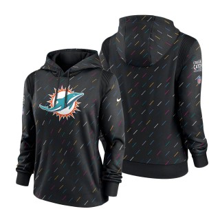 Women Dolphins Anthracite 2021 NFL Crucial Catch Therma Pullover Hoodie