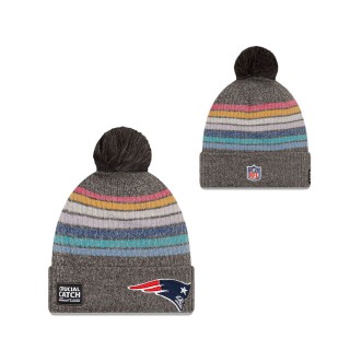 Women Patriots Charcoal 2021 NFL Crucial Catch Pom Knit Hat