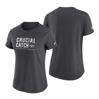 Women Jets Anthracite 2021 NFL Crucial Catch Performance T-Shirt