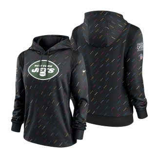 Women Jets Anthracite 2021 NFL Crucial Catch Therma Pullover Hoodie