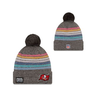 Women Buccaneers Charcoal 2021 NFL Crucial Catch Pom Knit Hat