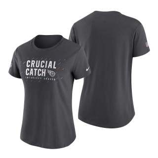 Women Titans Anthracite 2021 NFL Crucial Catch Performance T-Shirt