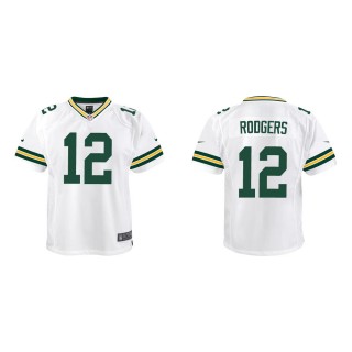 Youth Green Bay Packers Aaron Rodgers #12 White Game Jersey