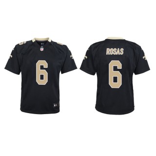 Youth New Orleans Saints Aldrick Rosas #6 Black Game Jersey
