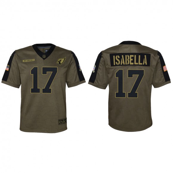 2021 Salute To Service Youth Cardinals Andy Isabella Olive Game Jersey