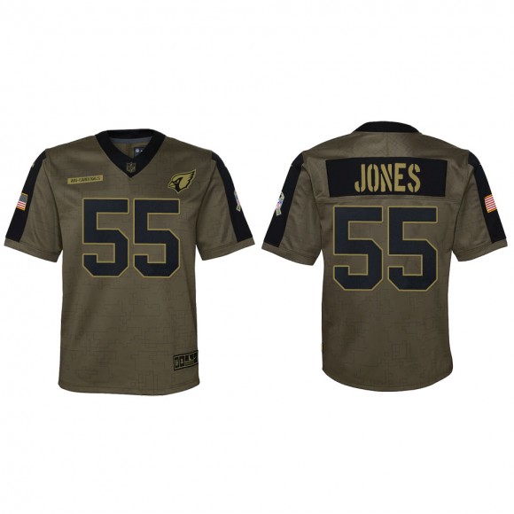 2021 Salute To Service Youth Cardinals Chandler Jones Olive Game Jersey