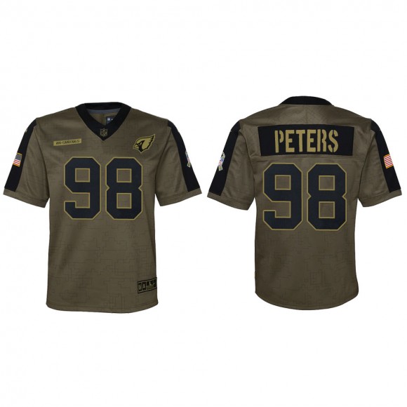 2021 Salute To Service Youth Cardinals Corey Peters Olive Game Jersey