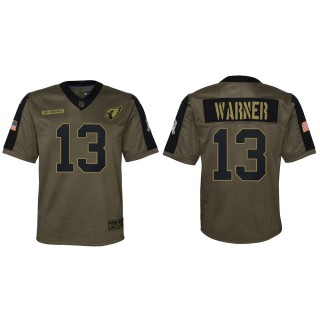 2021 Salute To Service Youth Cardinals Kurt Warner Olive Game Jersey