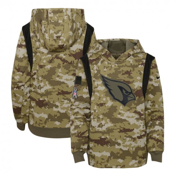 2021 Salute To Service Youth Cardinals Olive Therma Performance Pullover Hoodie