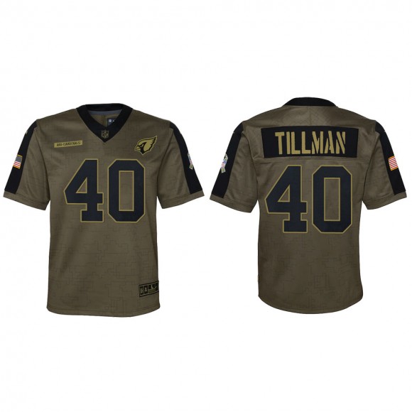 2021 Salute To Service Youth Cardinals Pat Tillman Olive Game Jersey