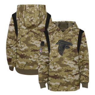 2021 Salute To Service Youth Falcons Olive Therma Performance Pullover Hoodie