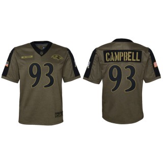 2021 Salute To Service Youth Ravens Calais Campbell Olive Game Jersey