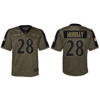 2021 Salute To Service Youth Ravens Latavius Murray Olive Game Jersey
