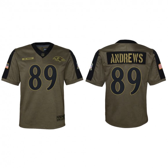 2021 Salute To Service Youth Ravens Mark Andrews Olive Game Jersey