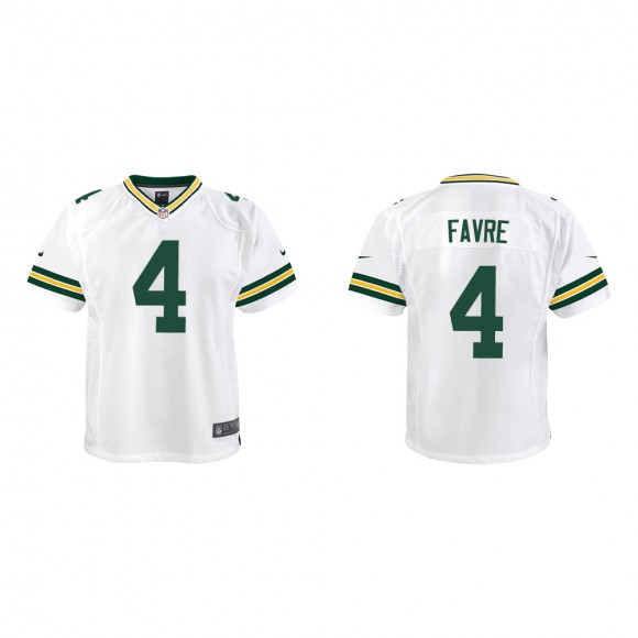Youth Green Bay Packers Brett Favre #4 White Game Jersey