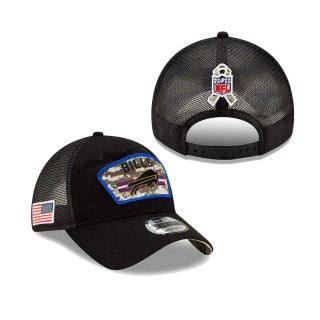 2021 Salute To Service Youth Bills Black Camo Trucker 9TWENTY Snapback Adjustable Hat