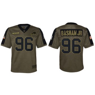 2021 Salute To Service Youth Bills Carlos Basham Jr. Olive Game Jersey