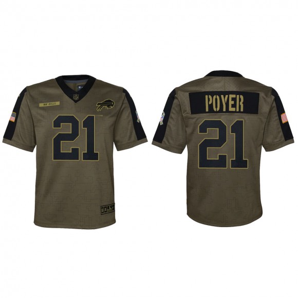 2021 Salute To Service Youth Bills Jordan Poyer Olive Game Jersey