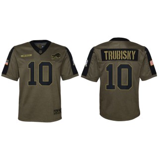 2021 Salute To Service Youth Bills Mitchell Trubisky Olive Game Jersey
