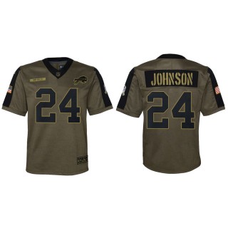 2021 Salute To Service Youth Bills Taron Johnson Olive Game Jersey