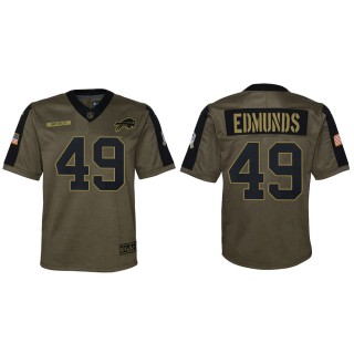 2021 Salute To Service Youth Bills Tremaine Edmunds Olive Game Jersey