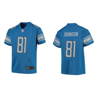 Youth Detroit Lions Calvin Johnson #81 Blue Game Jersey