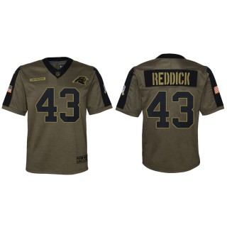 2021 Salute To Service Youth Panthers Haason Reddick Olive Game Jersey