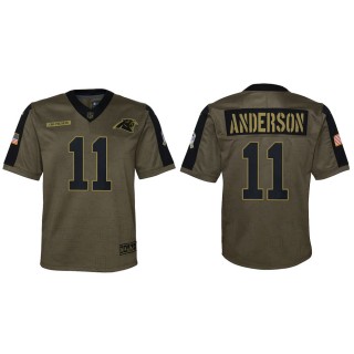 2021 Salute To Service Youth Panthers Robby Anderson Olive Game Jersey