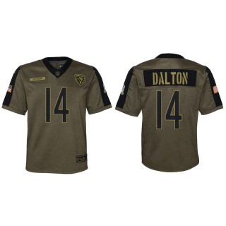 2021 Salute To Service Youth Bears Andy Dalton Olive Game Jersey
