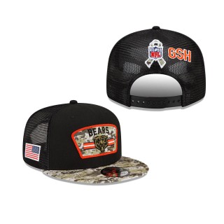 2021 Salute To Service Youth Bears Black Camo Trucker 9FIFTY Snapback Adjustable Hat