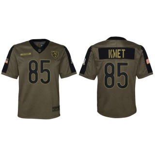 2021 Salute To Service Youth Bears Cole Kmet Olive Game Jersey