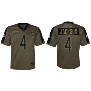 2021 Salute To Service Youth Bears Eddie Jackson Olive Game Jersey