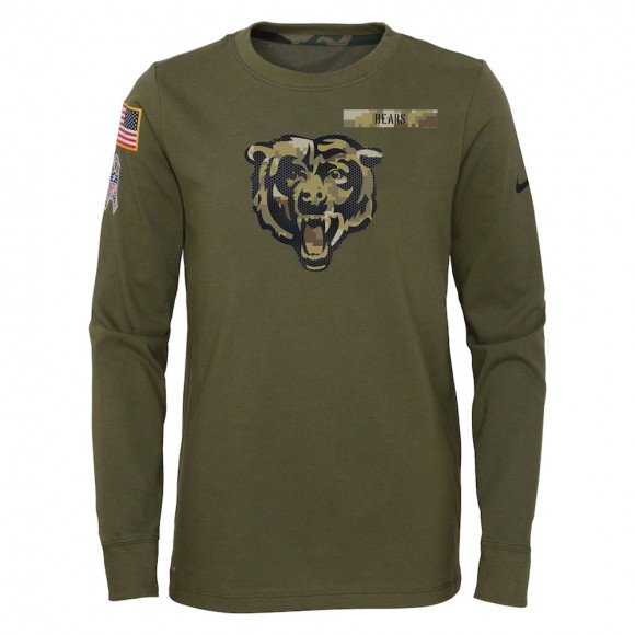 2021 Salute To Service Youth Bears Olive Long Sleeve T-Shirt