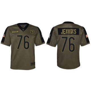2021 Salute To Service Youth Bears Teven Jenkins Olive Game Jersey