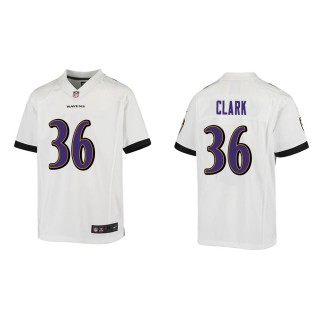 Youth Baltimore Ravens Chuck Clark #36 White Game Jersey