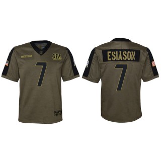 2021 Salute To Service Youth Bengals Boomer Esiason Olive Game Jersey
