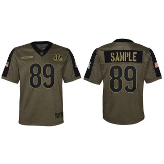 2021 Salute To Service Youth Bengals Drew Sample Olive Game Jersey