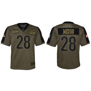 2021 Salute To Service Youth Bengals Joe Mixon Olive Game Jersey