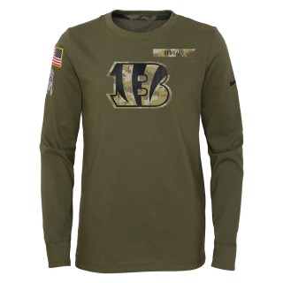 2021 Salute To Service Youth Bengals Olive Long Sleeve T-Shirt
