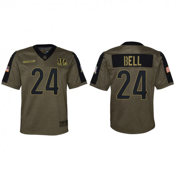 2021 Salute To Service Youth Bengals Vonn Bell Olive Game Jersey