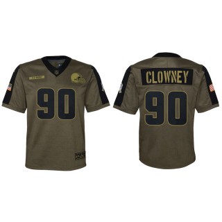 2021 Salute To Service Youth Browns Jadeveon Clowney Olive Game Jersey